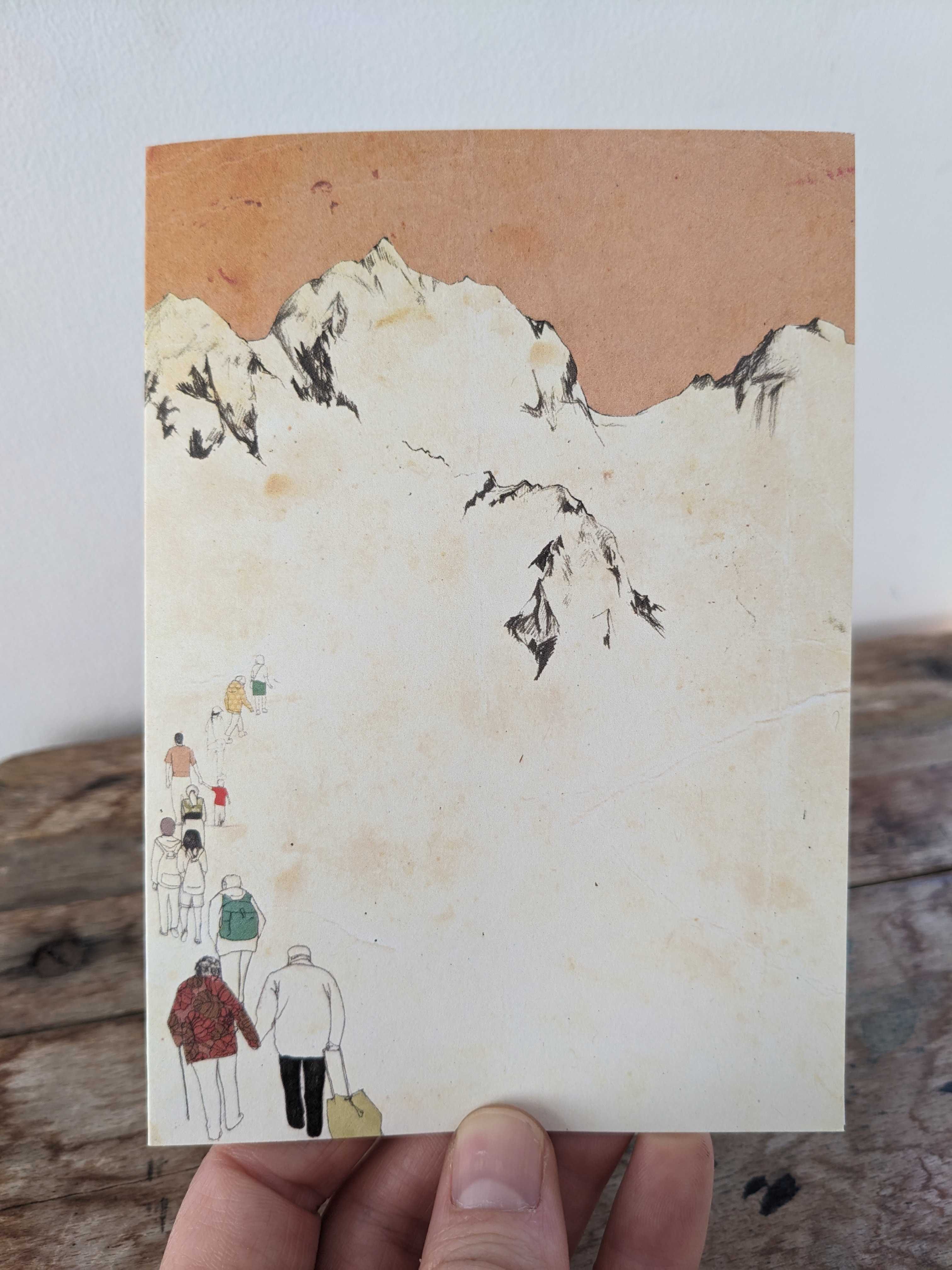 Coral sky mountains greetings card image